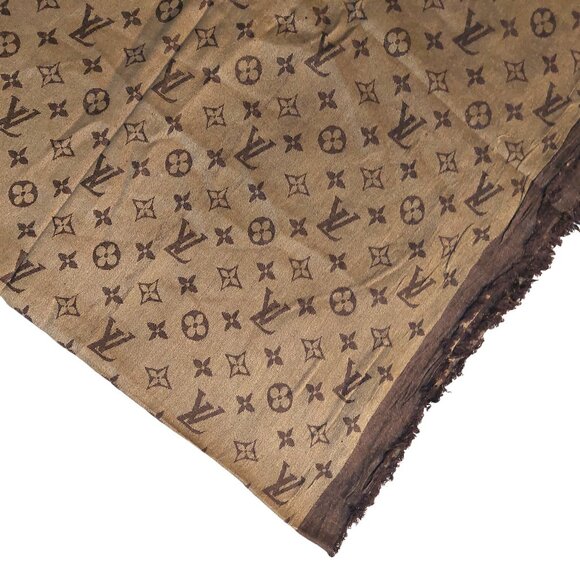 LOUIS VUITTON LV Vintage Brown & Tan Monogram Scarf Wrap Scarves - Picture 4 of 4